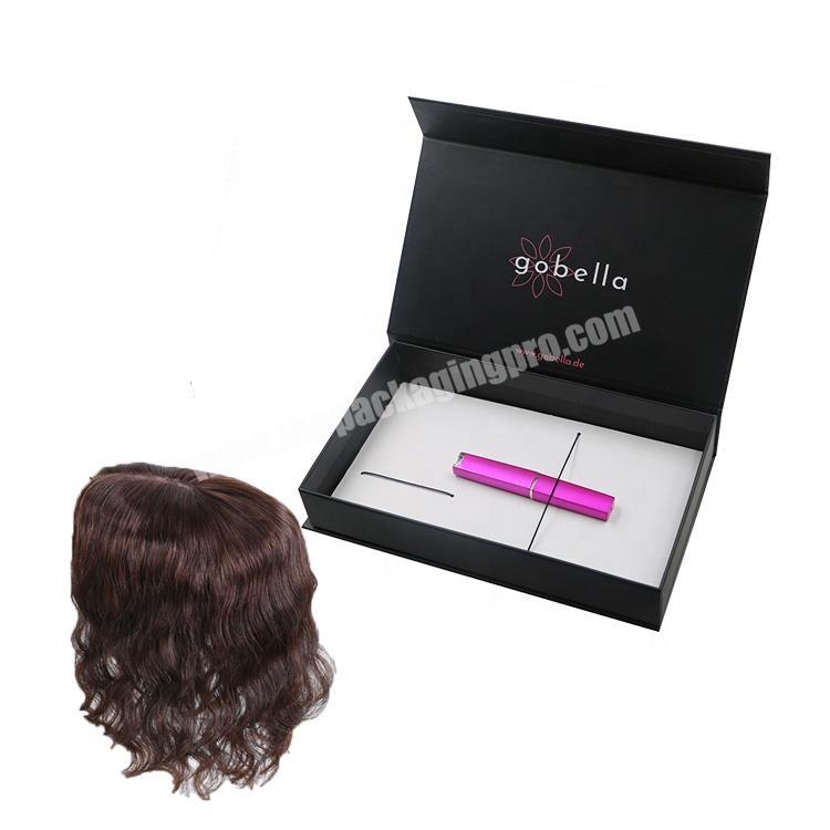Customized paper magnetic gift hair extension wig packaging box with custom logo