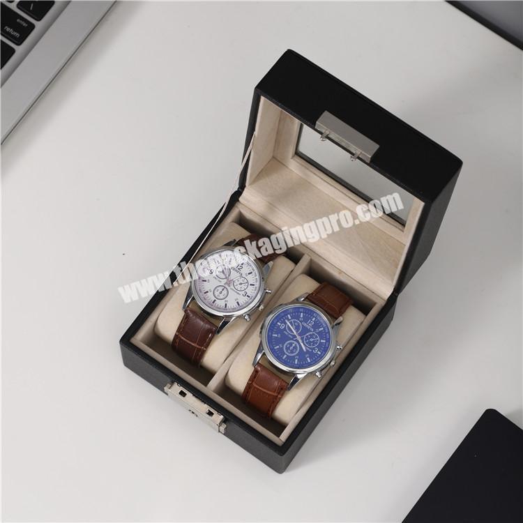 New product hot sale luxury 2 slot storage packaging watch box with  lock catch for gift