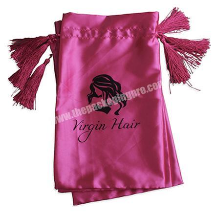 Best selling satin hair bag  High Quality satin hair bags custom log with silk hair extension bag