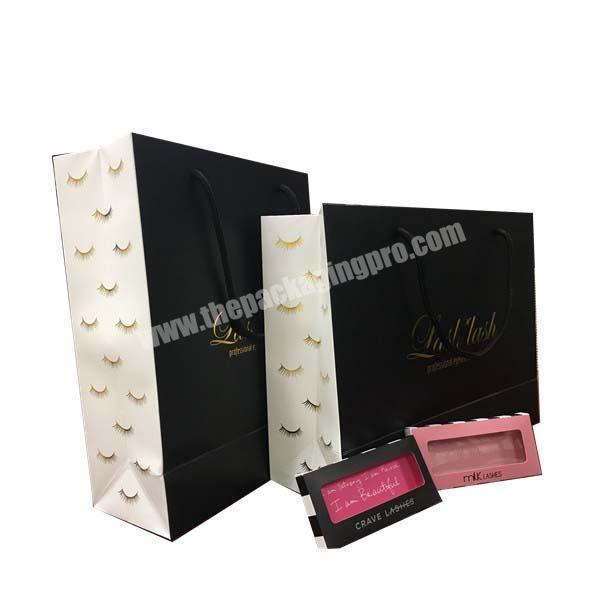 Custom Black Color Lash Packaging Box Bag Printed Gift Kraft Paper Bag with logo print