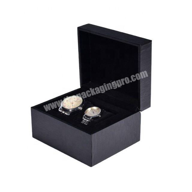 Quickly Customize MDF Coated Special Paper Double  Wooden Black Watch Packaging Box