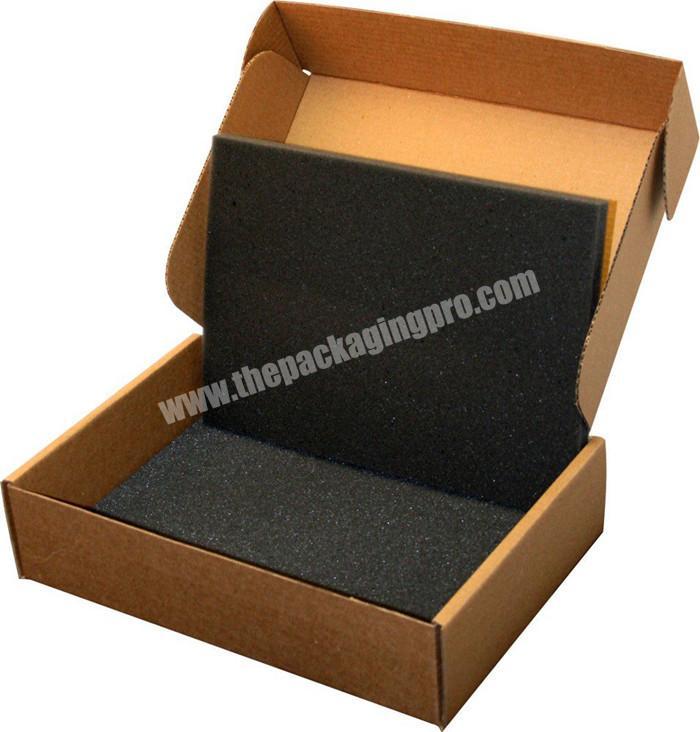 Wholesale hard brown kraft shockproof corrugated transport shipping mailer box with black insert foam for bottle packaging