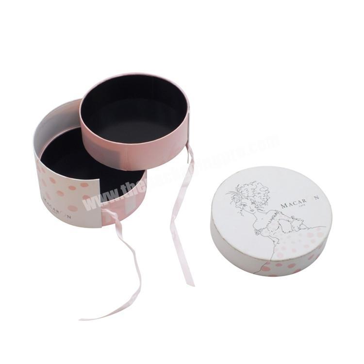 Custom cosmetics white tube box luxury elegant pink cylinder jewelry gift packaging tube box