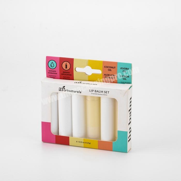 Customized Hanging Lipstick Retail Packaging Small Hard Transparent Clear PVC Window Cardboard Lip Balm Box