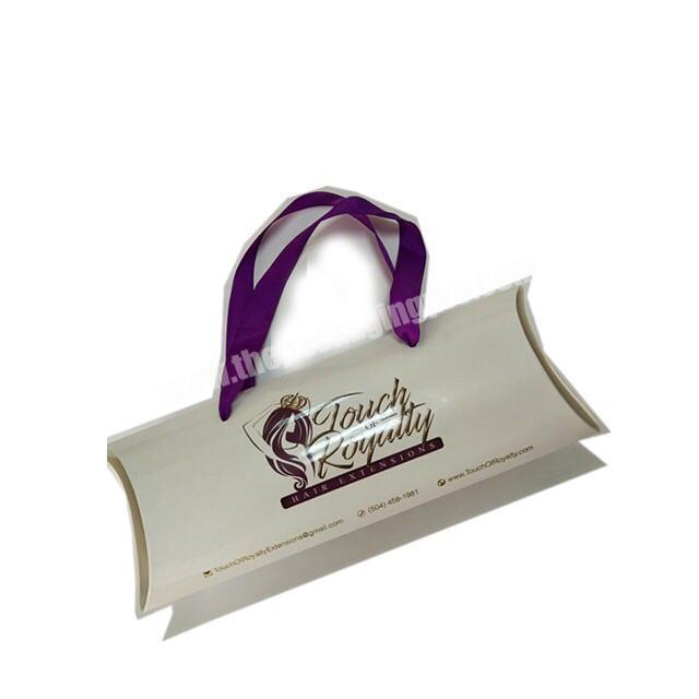 Popular eco friendly pillow box elegant white pillow boxes free customized design hair bundles pillow boxes