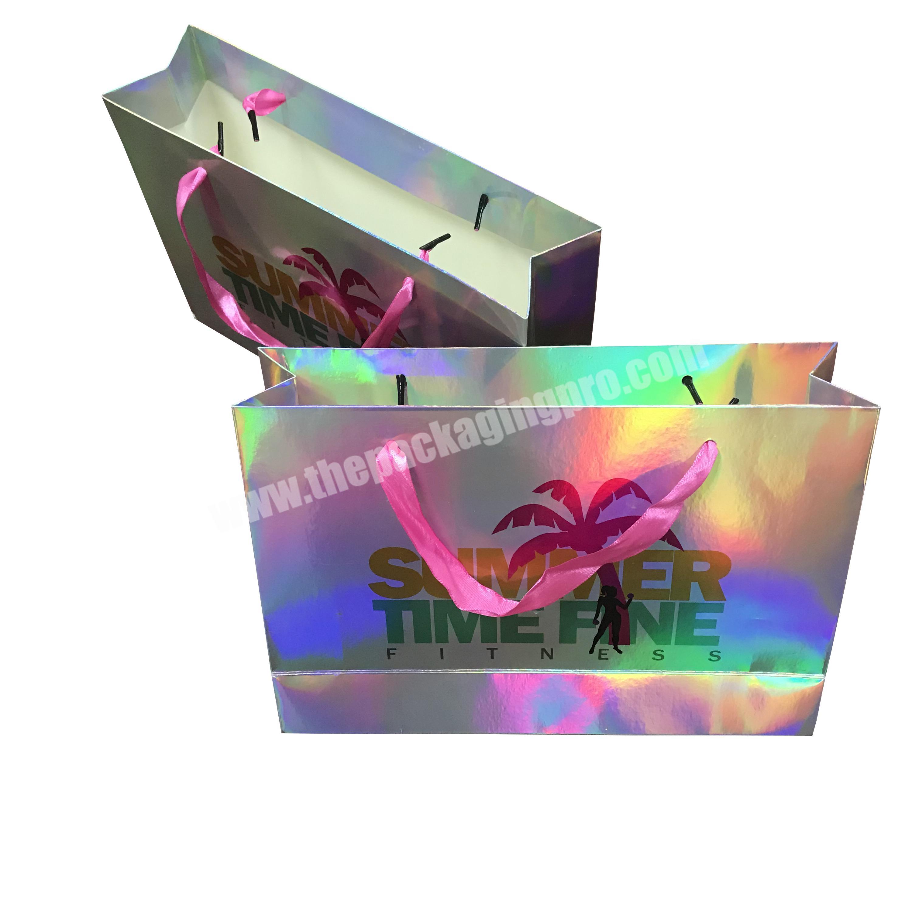 Custom logo design hologram effect paper bag for summer time