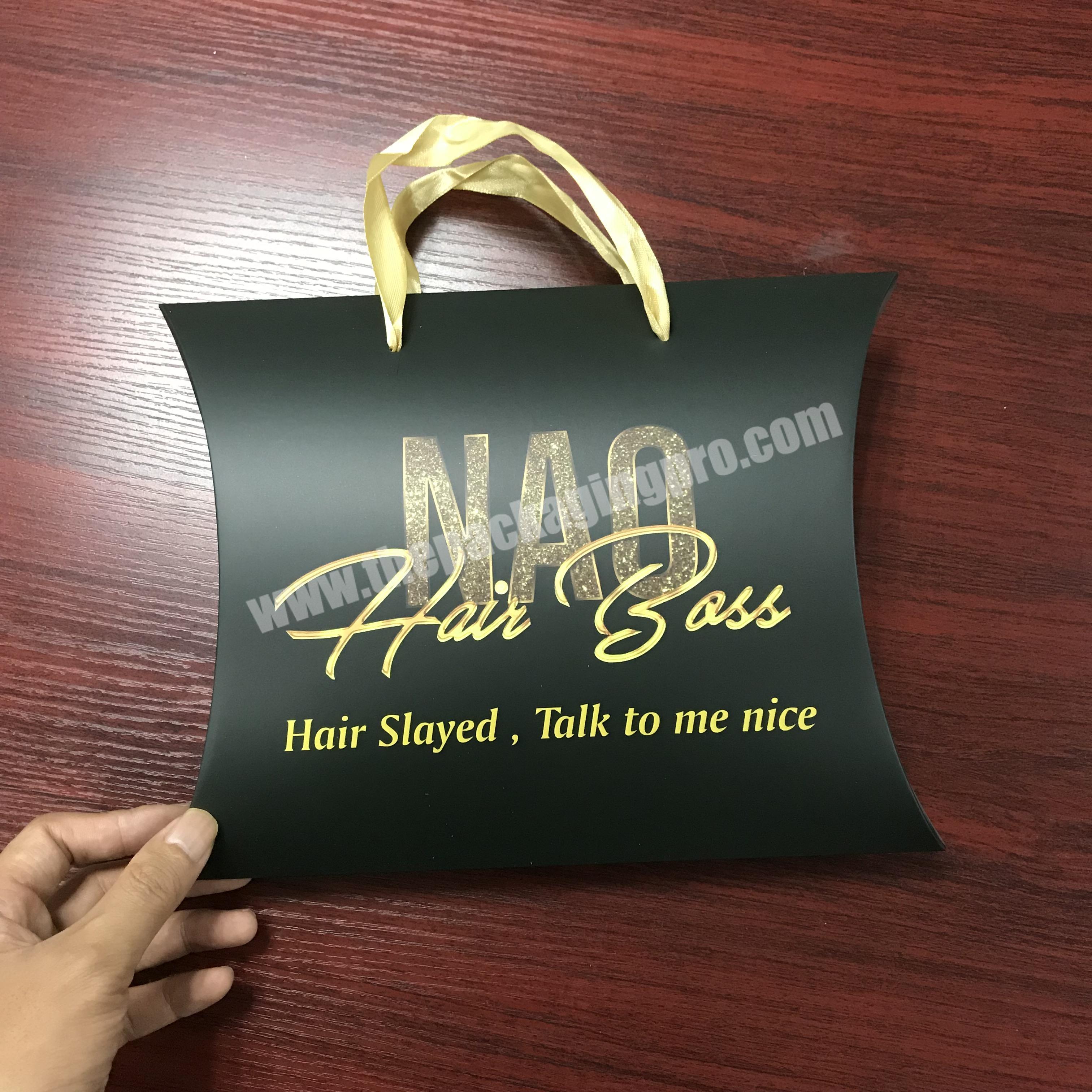 Luxury black matt finish gift box custom wig packaging box for virgin hair