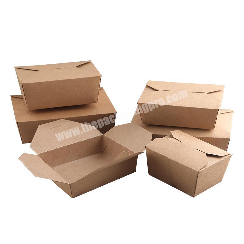 Custom paper lunch box Resistant Food Containers Recyclable Lunch Box 2000ml Kraft Paper Brown Take away foldable paper Boxes