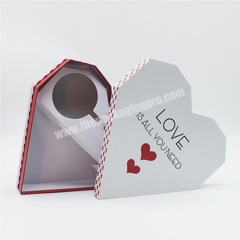 Roses Wedding Flocked Ring Rigid Packing Flower Packaging Shape Heart Shaped Craft Cardboard Box