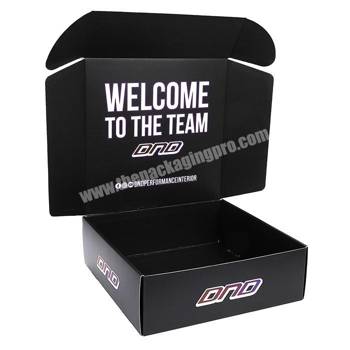 Black Logo Print B Flute Corrugated Mailer Boxes for Shipping and Mailing Products Packing