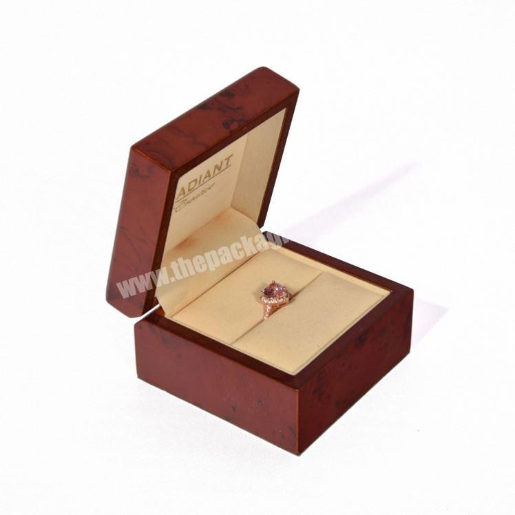 Portable Premium Custom Mini Classic Brown Square Ring Jewelry Box Case For Engagement