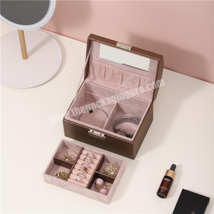 Factory direct custom luxury portable necklace earing ring storage box for jewelry
