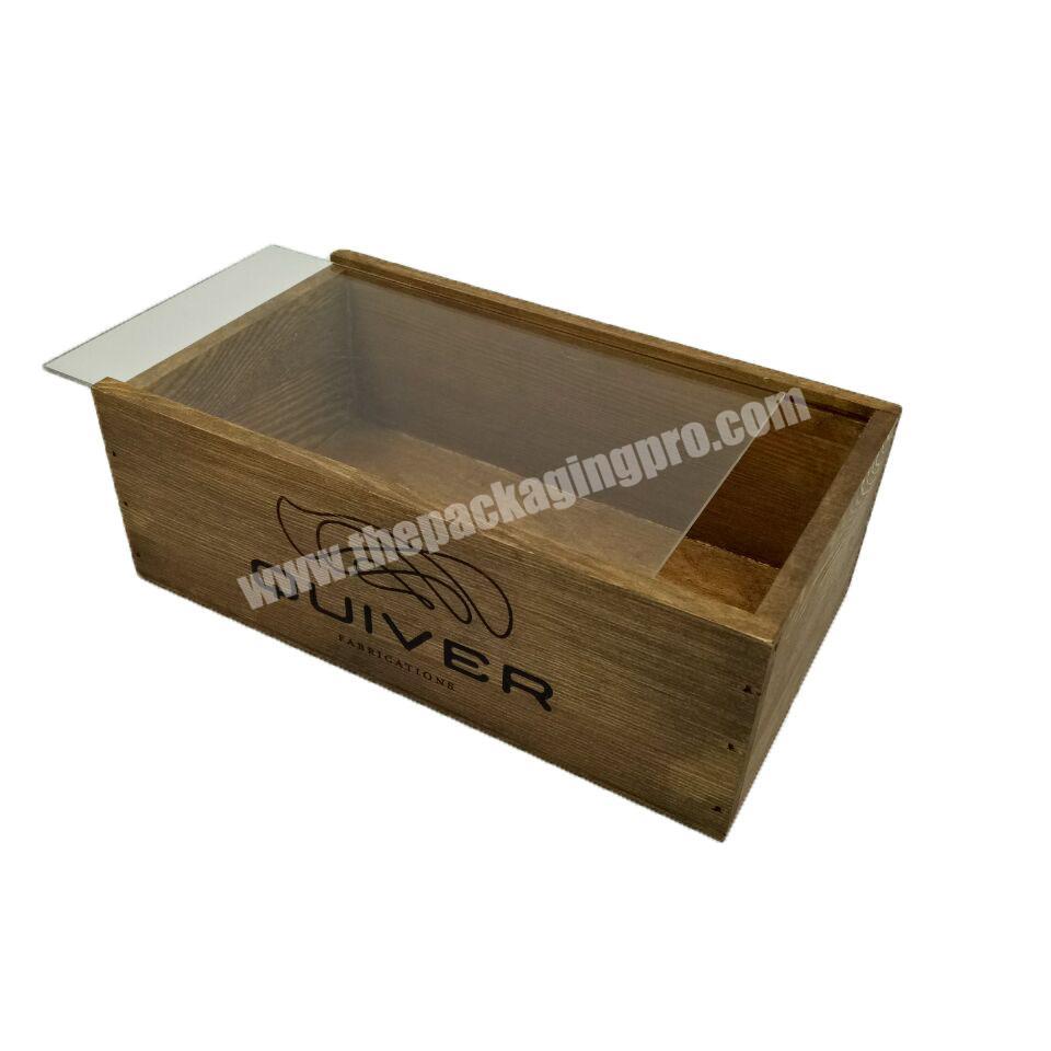 High Quality Cheap Solid Wooden Slide Box With Acrylic Lid