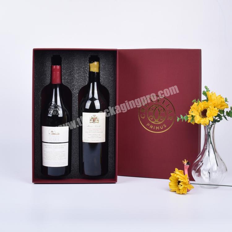 Wholesale Custom Cheap Cardboard 2 Bottles Wine Gift Packaging Box