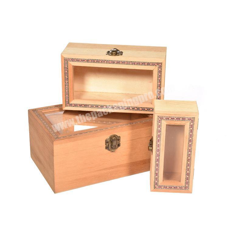 Wholesale Unfinished Wood Jewelry Storage Box With Clear lid