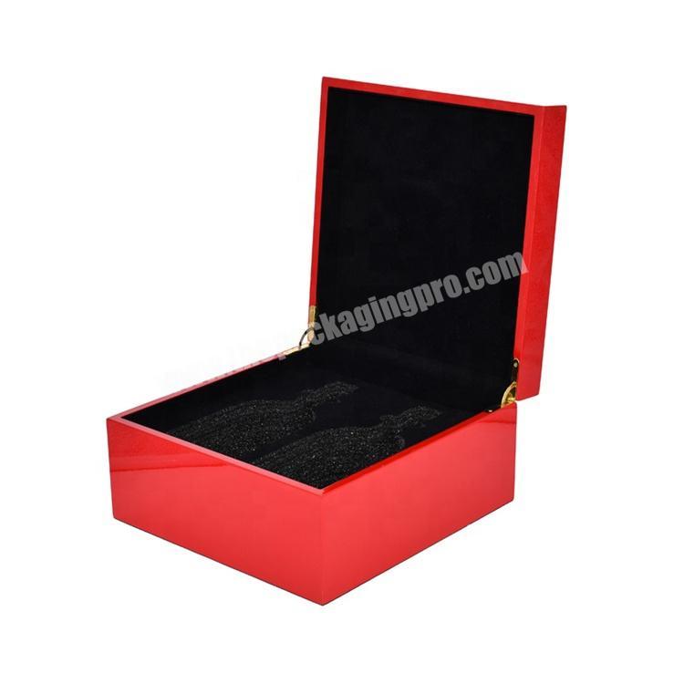 Custom Design Piano Lacquer Red Finish Special 2 Bottles Wooden Wine Box
