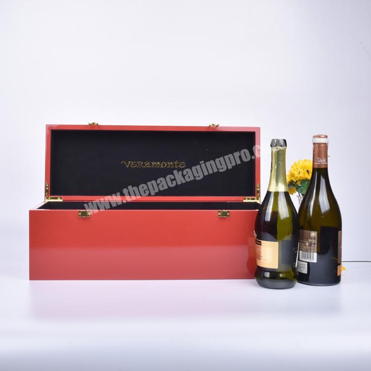 Factory Luxury Custom Wooden Lacquer Bottle Red Wine Box For Gift