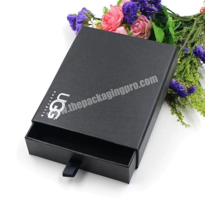 Luxury Black Matt Lamination Paperboard Eco Gift Packaging Sliding Cardboard Storage Drawer Boxes for Packing