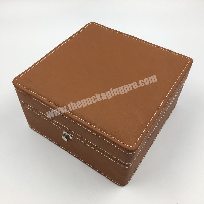 Premium Luxury Custom Brown Single Pu Leather Watch Box