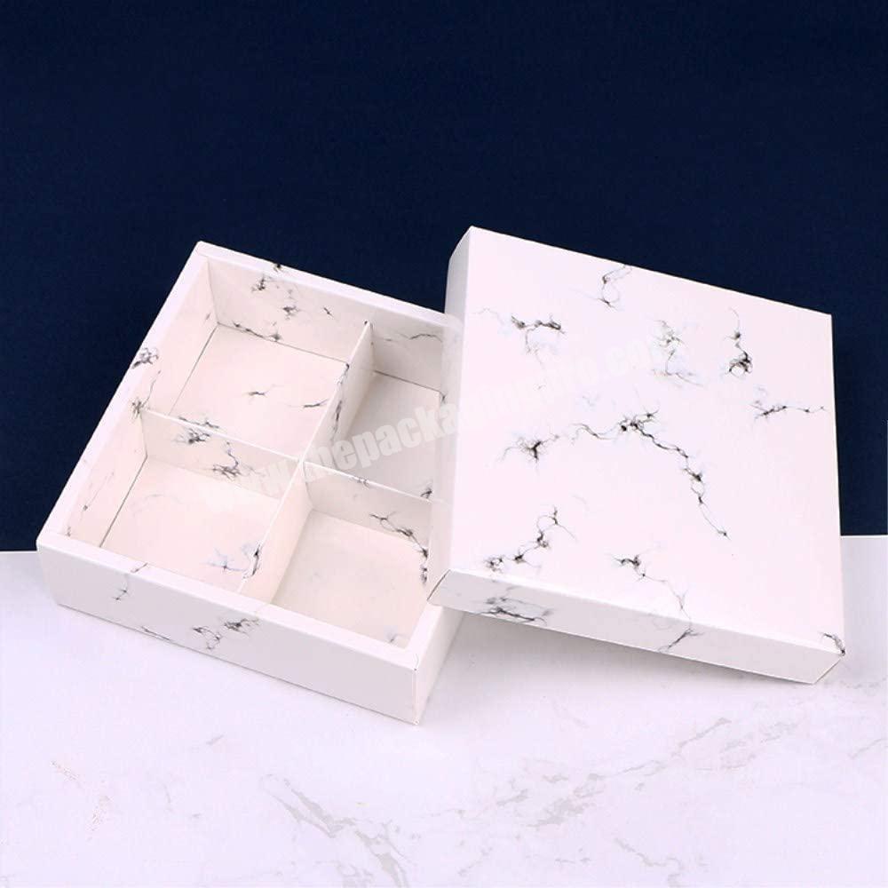 Marble Pattern Custom Marble Paper Cake Boxes For 6 Cavity Moon Cake Cookie Packaging Boxes mooncake box