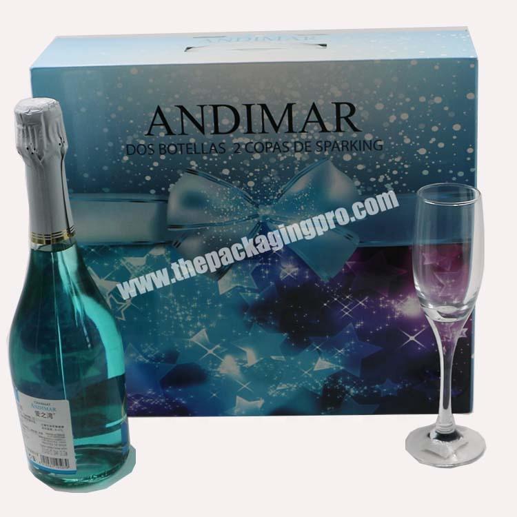 Wholesale Wine Glass Packaging Gift  Paper Cardboard Suitcase Boxes With Handle