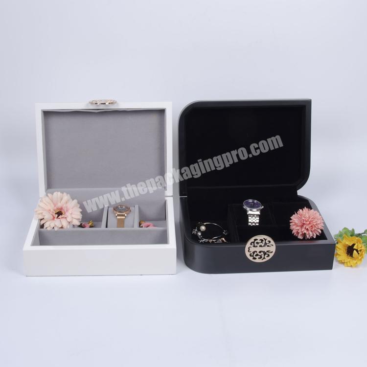 Luxury Custom White Black Lacquer Wooden Jewelry Box For Gift