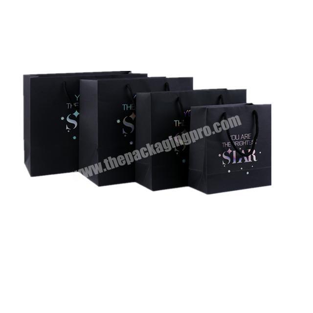 Luxury black matte gift shopping bag Customized personalized logo various sizes for paper bags