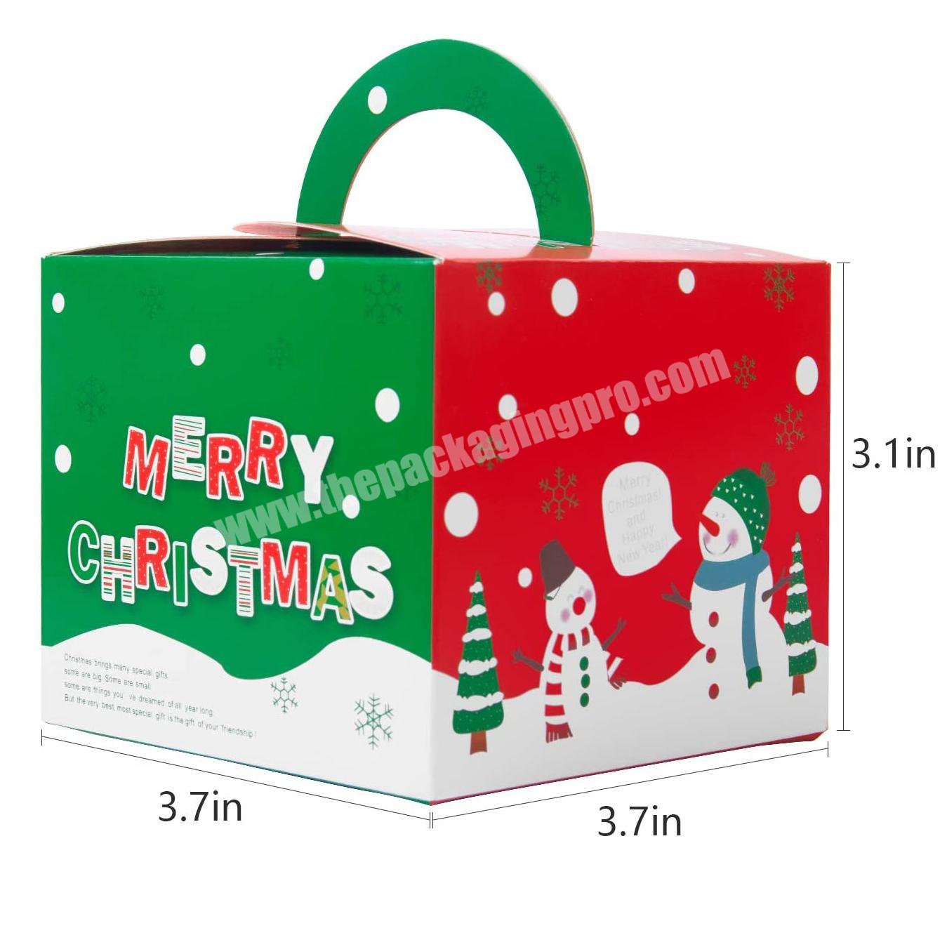 Custom Design Small MOQ Mini Single Christmas Eve Party Favor Box Candy Boxes cake desserts boxes Christmas cake boxes for sale