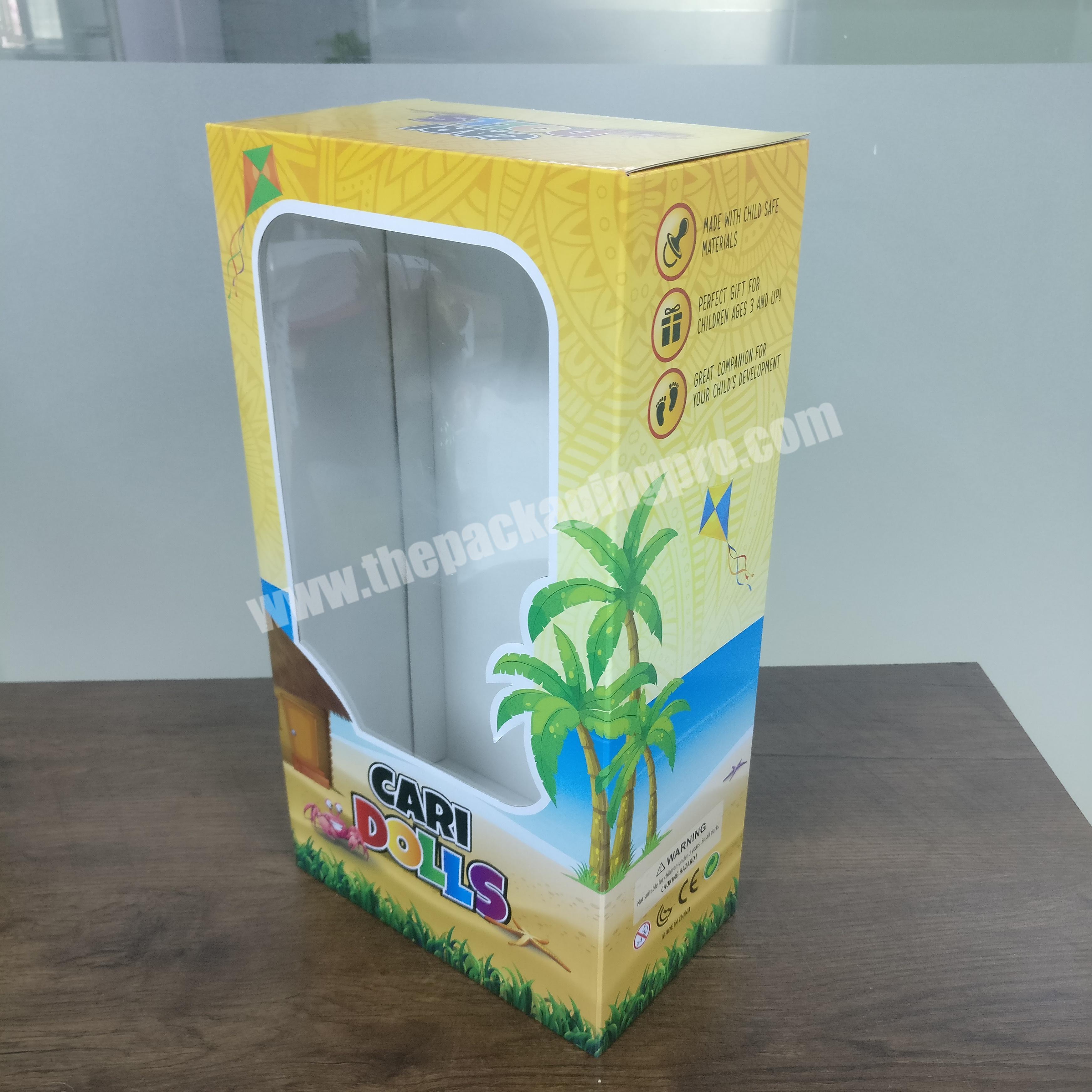 bio degradable corrugated paper box full colour printed gloss box custom toy packaging with clear window