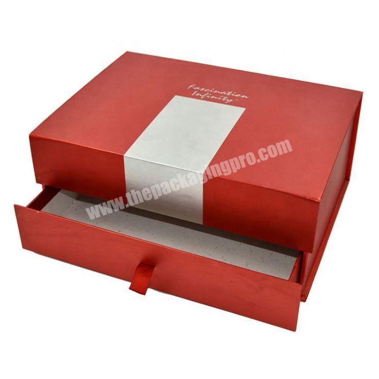 Cheap Price Red Jewelry Storage Drawer Packaging Box With Ribbon Handle