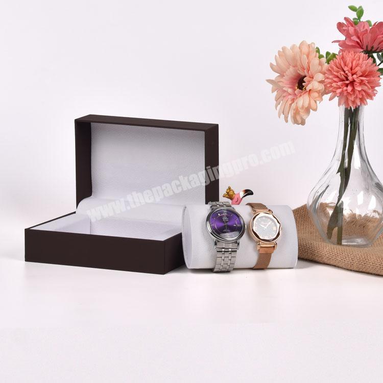 In Stock Hot Sale Cheap Brown 2 Slots Watch Packing Box For 2 Piece