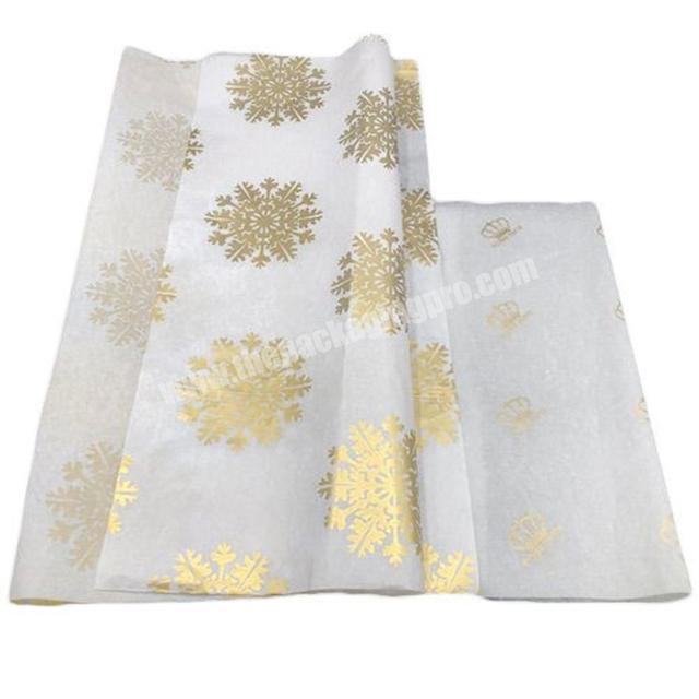 Printed 17gsm tissue paper with gold logo for Christmas gift wrap,custom printing MG white wrapping paper