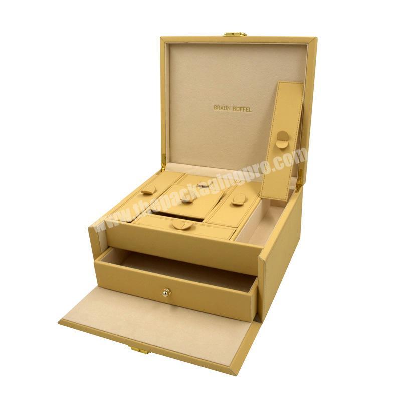 Custom Two Drawer PU Leather Women Portable Travel Jewelry Storage Box