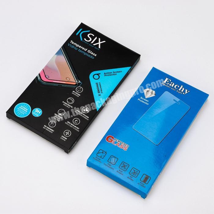 custom folding cardboard box tempered glass packaging high quality mobile phone screen protector packaging