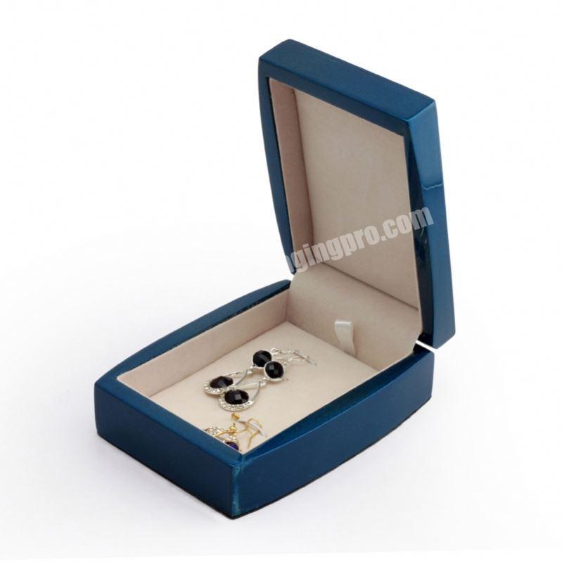 Luxury Small Blue Lacquer MDF Wooden Earring Jewelry Storage Box