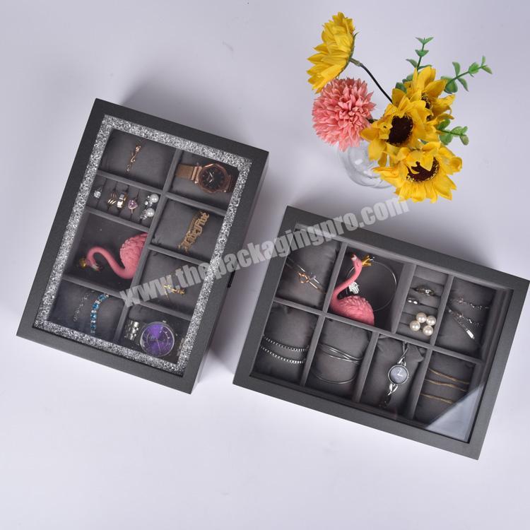 Luxury Custom Black Matte Jewelry Packaging Wooden Boxes With Logo