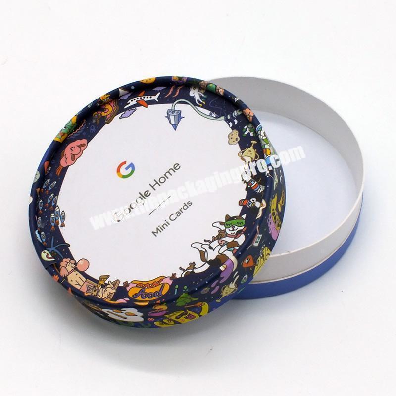 Custom made round paper packaging cmyk color paperboard golden logo round shape box