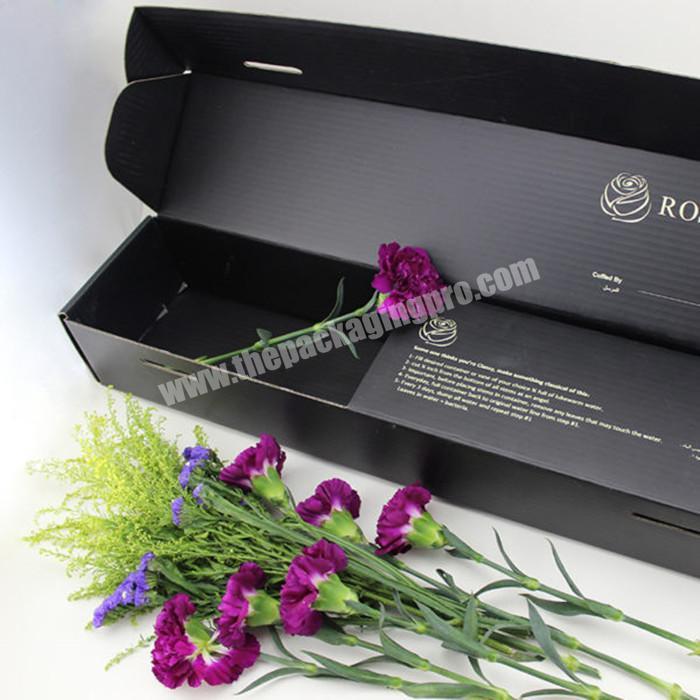 natural recycled corrugated cardboard flower delivery packaging eco friendly flat shipping pink black flower gift box