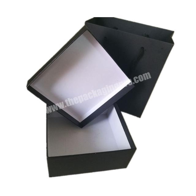 Cheap price luxury famous brand black  paper box and bag packaging for cosmetic