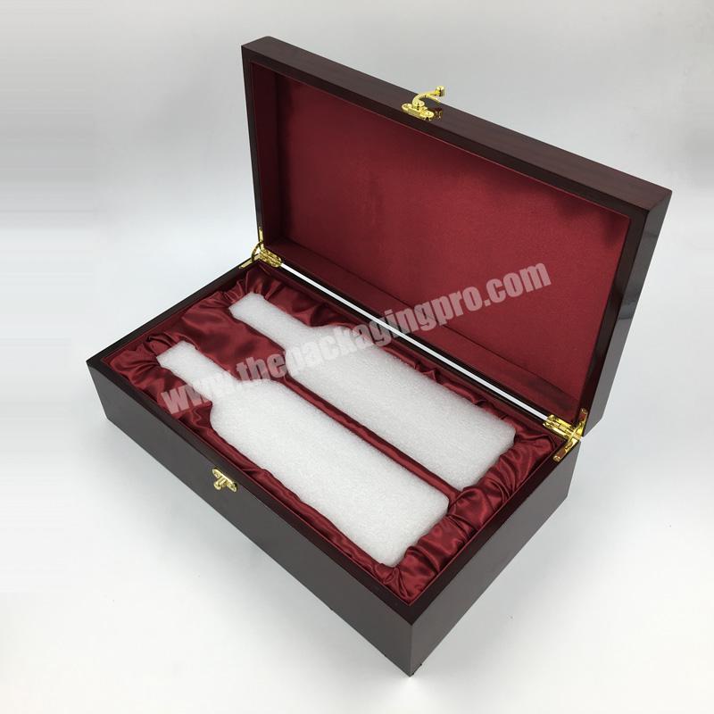 2020 Customized Brown Wooden Wine Box For 2 Bottles