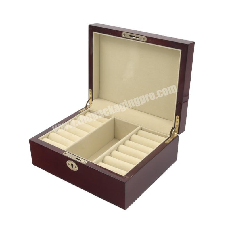 High-end Customized Lacquered Mdf White Wooden Jewelry Gift Box With Lock