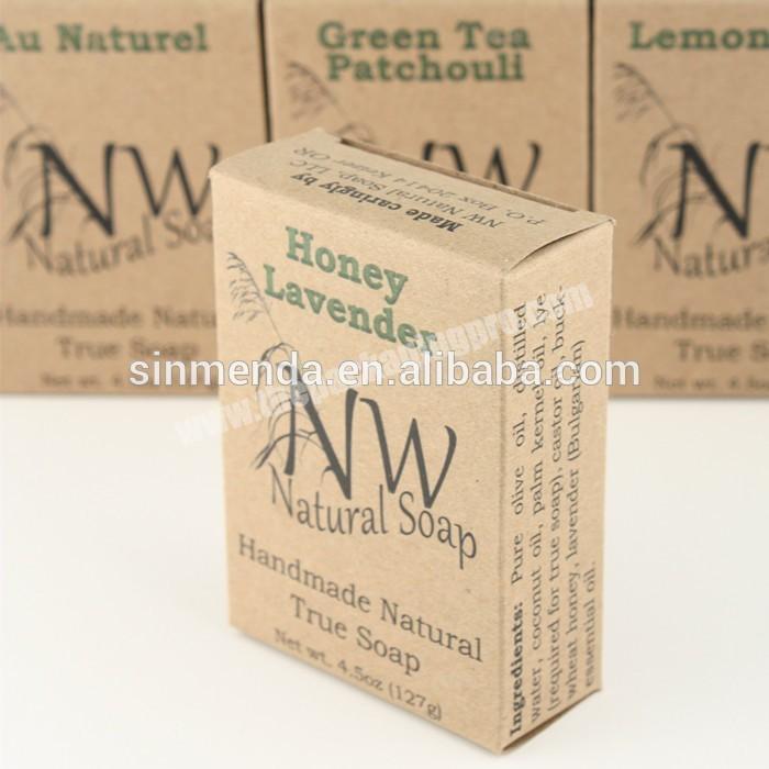 eco friendly natural brown kraft paper box rectangle handmade soap packaging