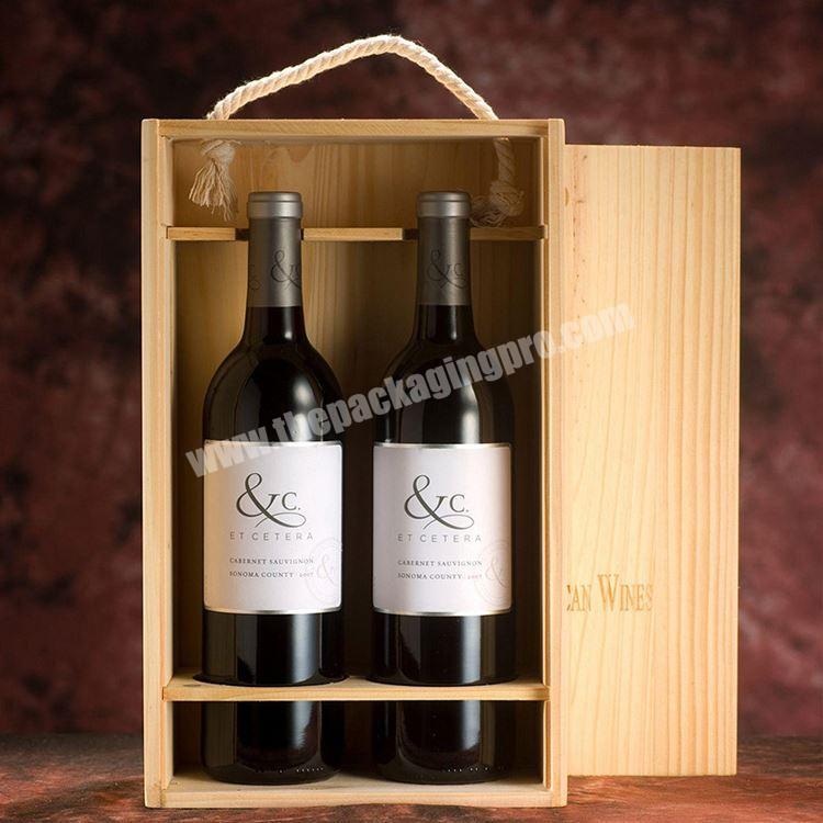 Wholesale High Quality 2 Wine Bottle Box For Gift With Handle