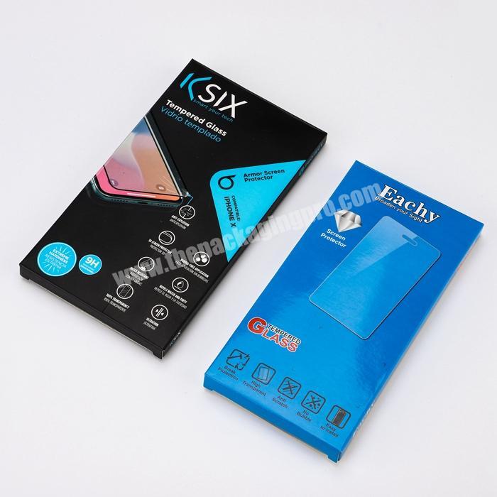 Wholesale Full Color Printed Gloss Varnish Tempered Glass Screen Protector Cardboard Box Package
