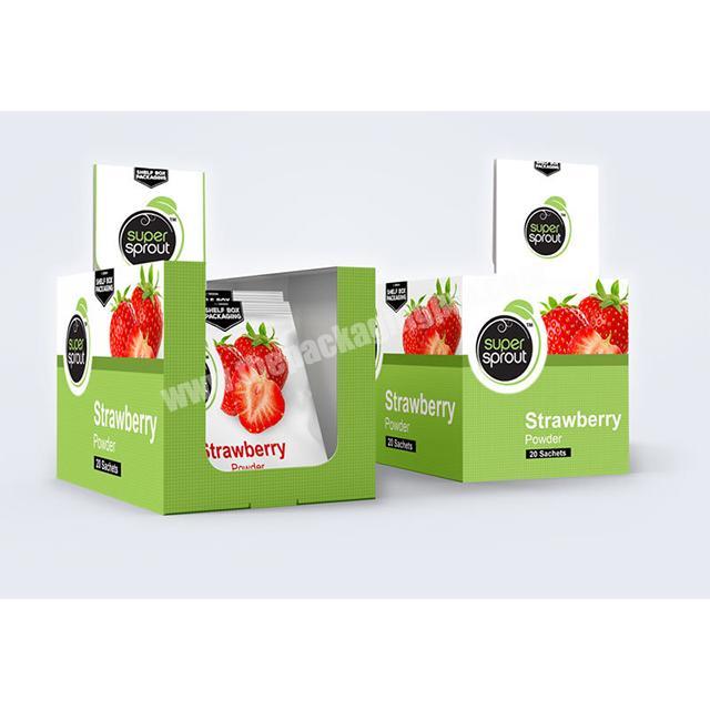 Customized printing 400gsm cardboard display packaging for Berry snack retail display box