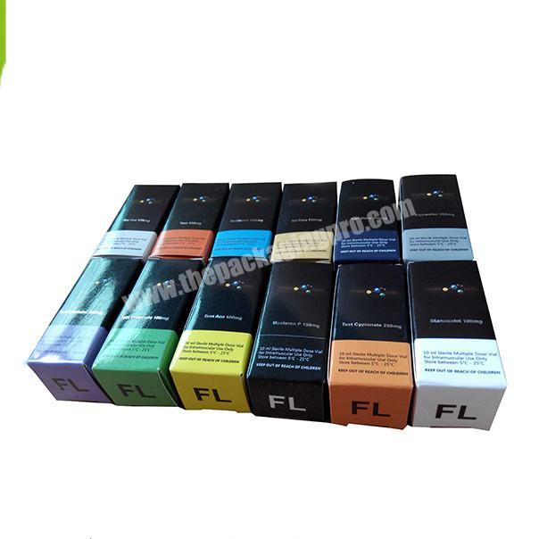 Low price hcg vial box luxury holographic vial box and labels customized 10ml hgh vial boxes