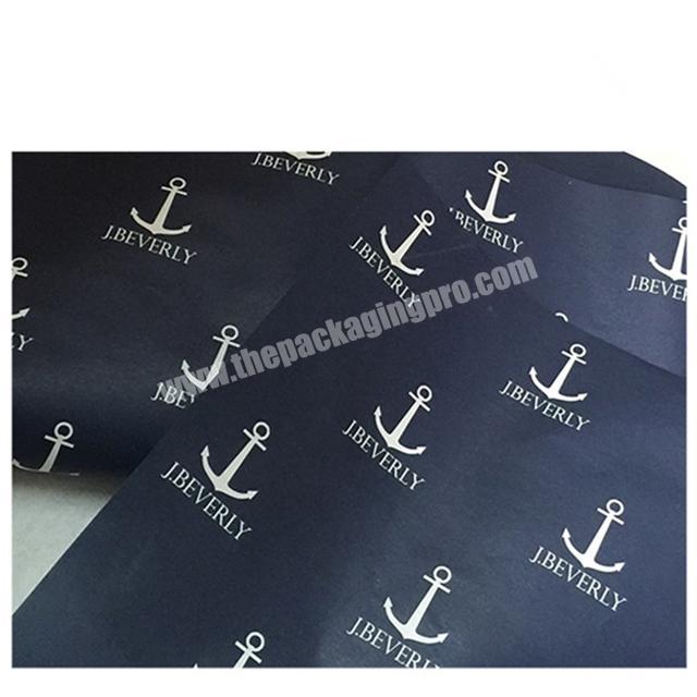 Waterproof wrapping packaging paper Printed logo Black tissue paper for clothes gift