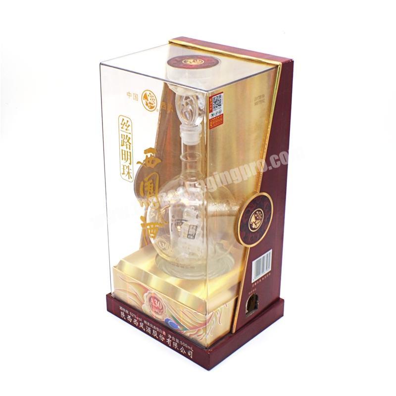 Wine gift box glass packaging box with clear pvc window