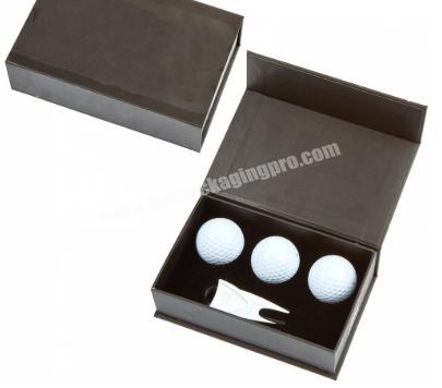 custom logo black color foldable style paper material 3 golf balls gift packaging