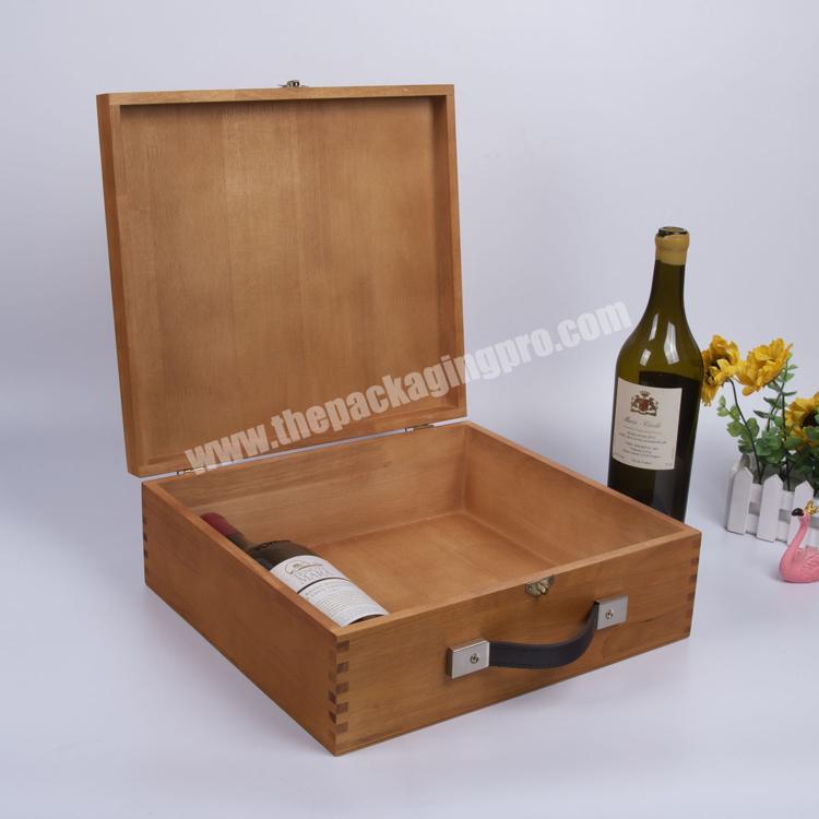 Factory Price Solid Wood Christmas Fine 4 Wine Wooden Box With Handle